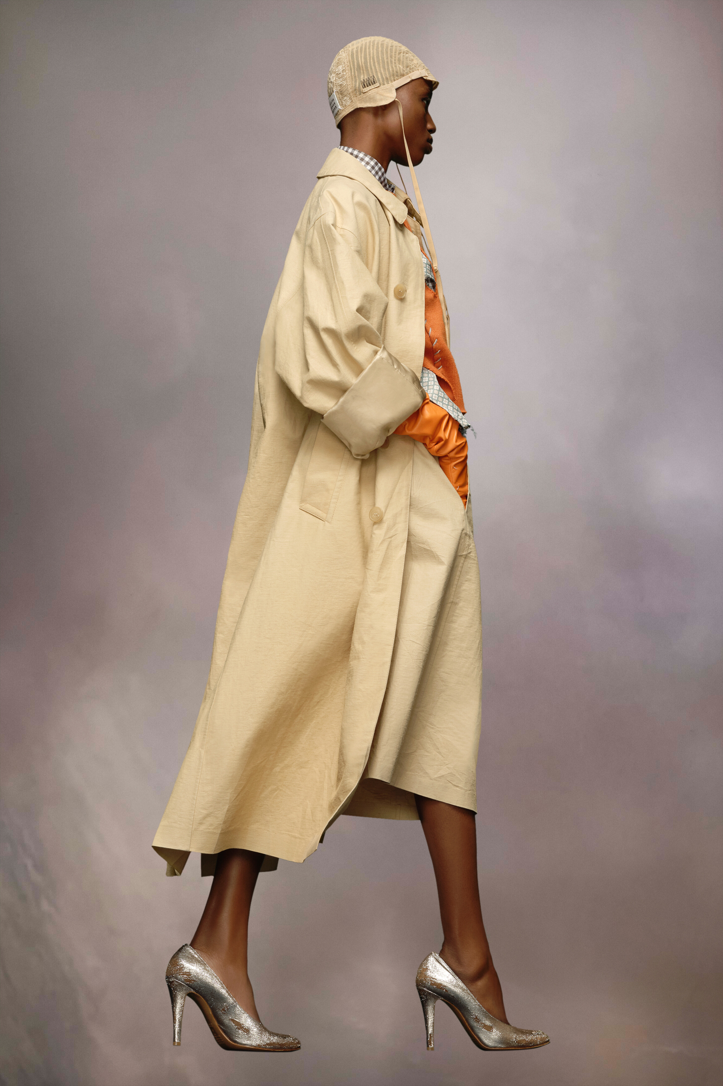 Utility cotton trench coat